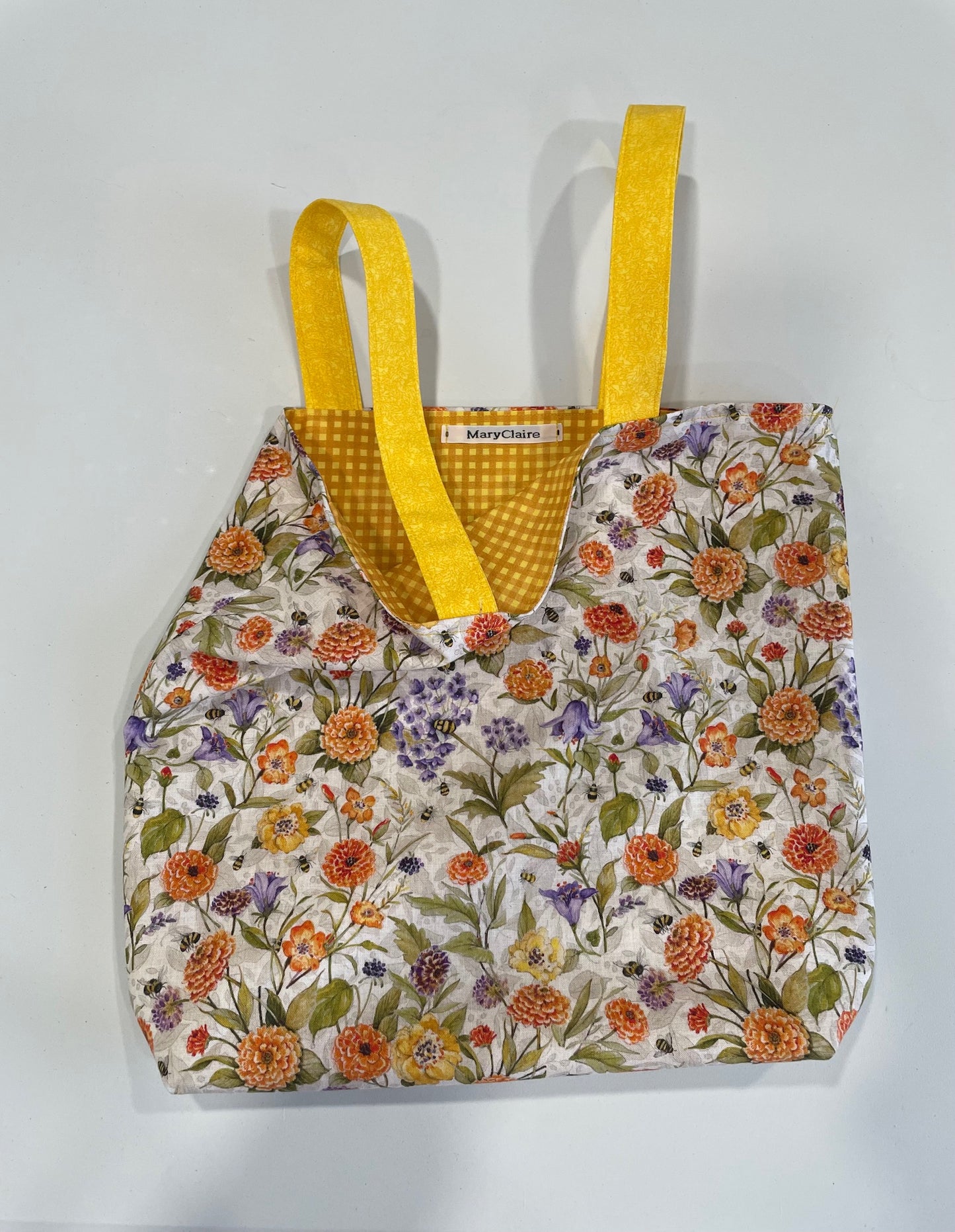 Yellow floral tote bag